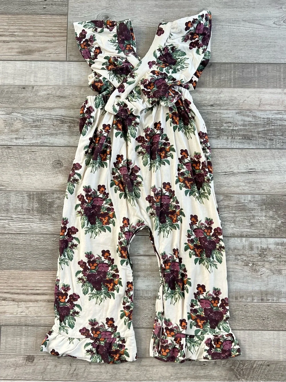Kate Quinn Girls Bamboo Ruffle Strap Coveralls Size 2T